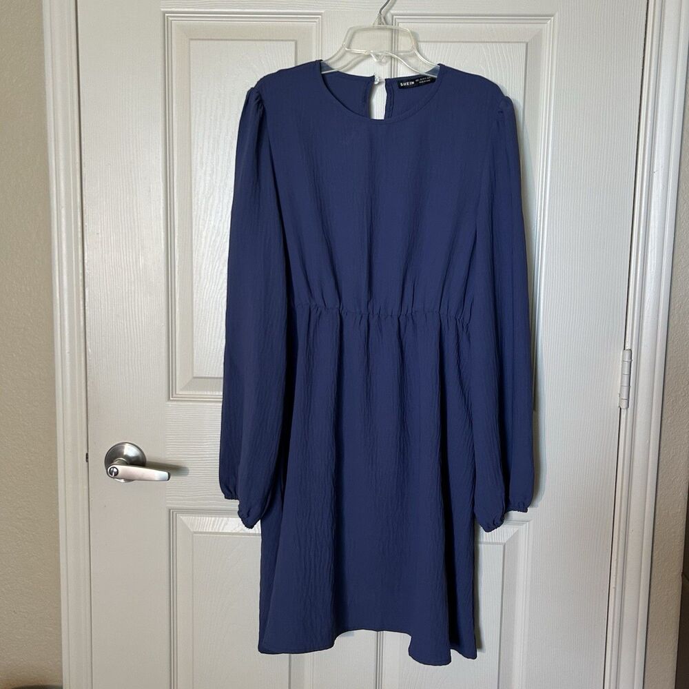 SHEIN Lavender Chiffon Long Sleeve Dress Size US 8/10 Elastic Waist Flowy